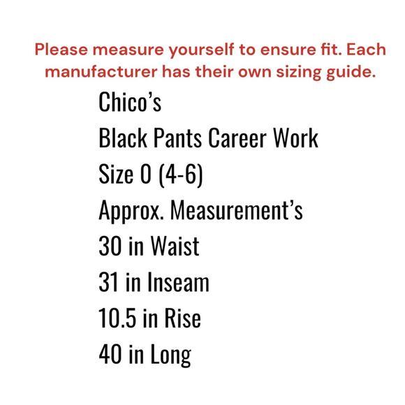 CHICO'S High Rise Straight Leg Pants Basic Black Pants Size 0 (4-6)Career Work - Picture 2 of 10